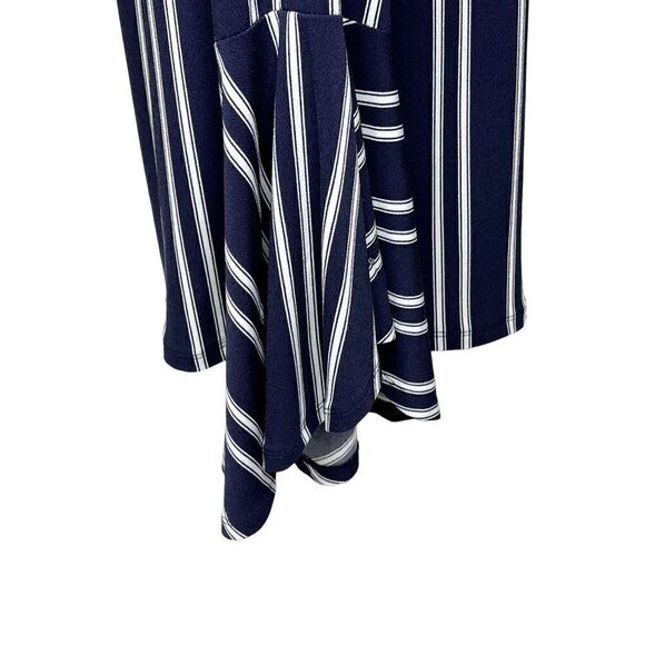 Express navy blue and white striped off shoulder bell sleeve top size M - Picture 11 of 13